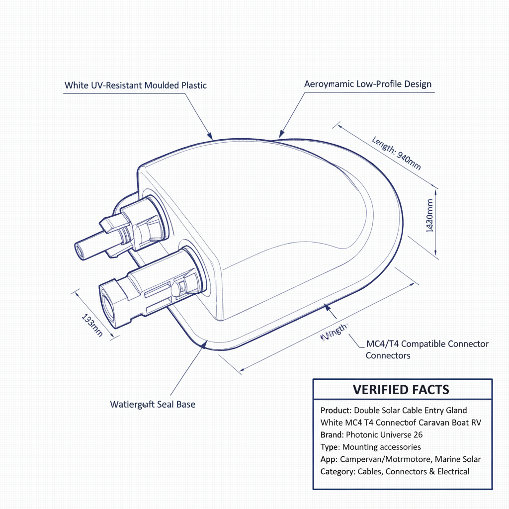 Waterproof double cable entry gland for T4 connectors, for motorhomes, caravans, campervans, boats and building installations - Technical specification image 3