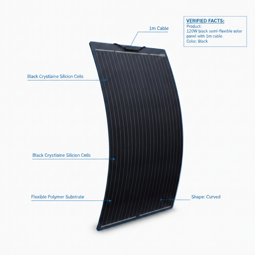 120W black semi-flexible solar panel with 1m cable - Technical specification image 3