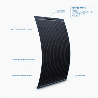 120W black semi-flexible solar panel with 1m cable - Technical specification image 3