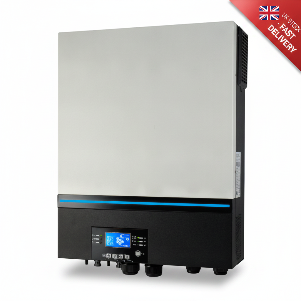 Iconica Max 8000W 48V hybrid pure sine wave inverter with combined 8000W dual-input solar MPPT controller, 120A solar charging current, 120A mains battery charger, parallel capability and inbuilt Wi-Fi mobile monitoring (No battery required) - UK Stock image 1