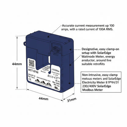 100A CT Clamp for SolarEdge Wattnode Modbus - Technical specification image 3