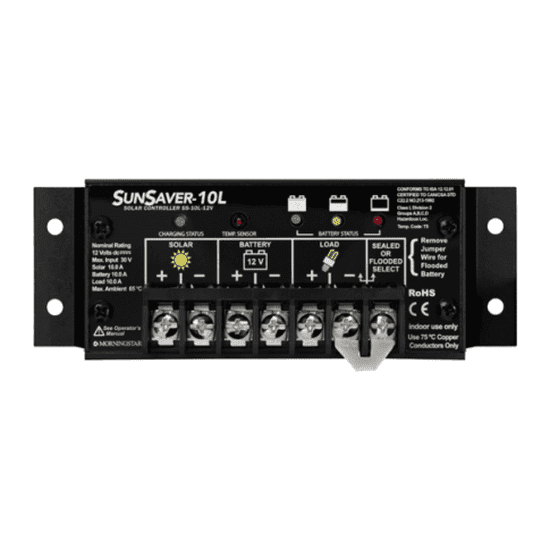 Morningstar SunSaver 10A 12V solar charge controller for motorhomes, boats, marine, oil and gas, telecom and instrumentation - 4Boats