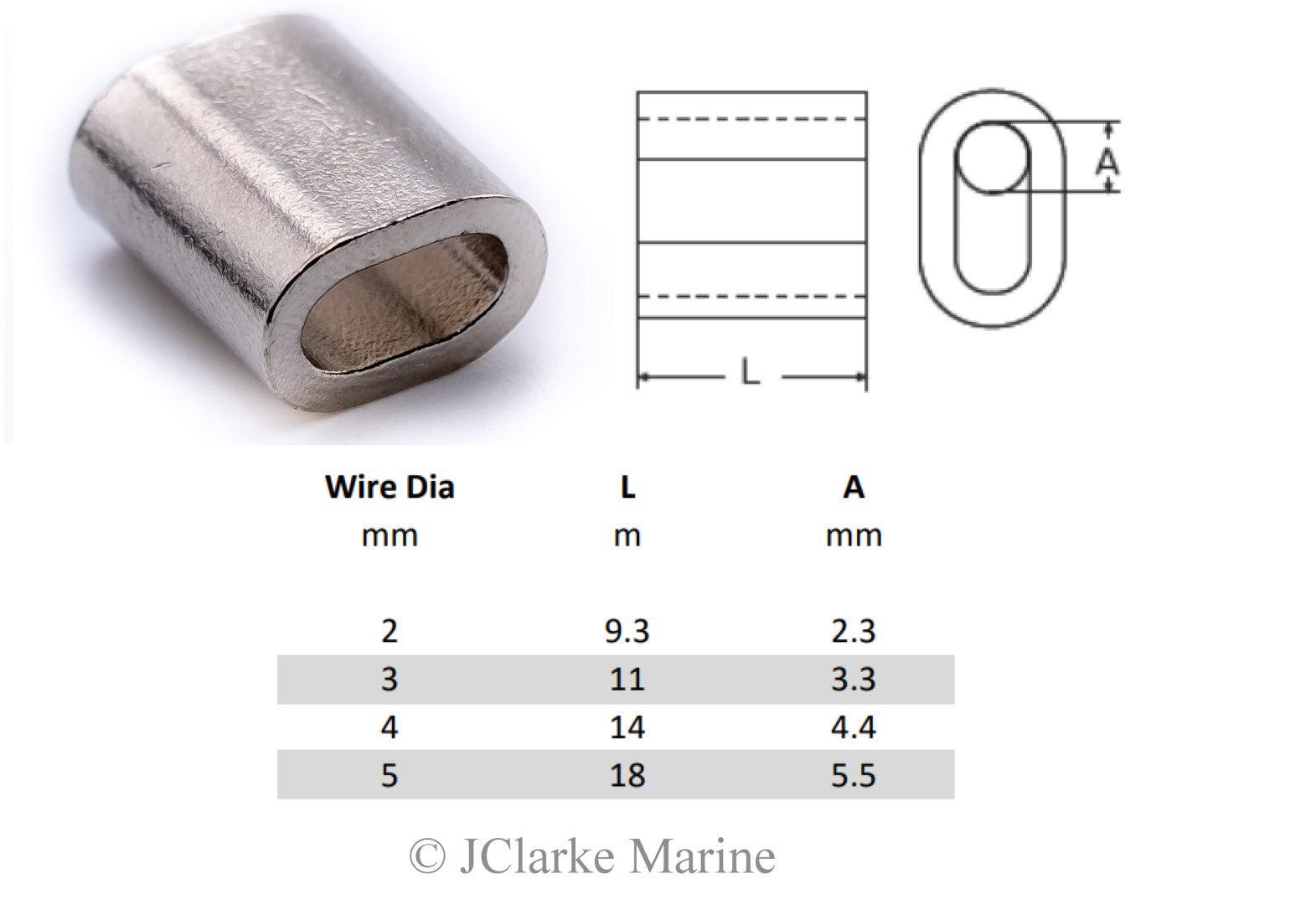 Nickel plated copper ferrules for crimping wire rope - 4Boats