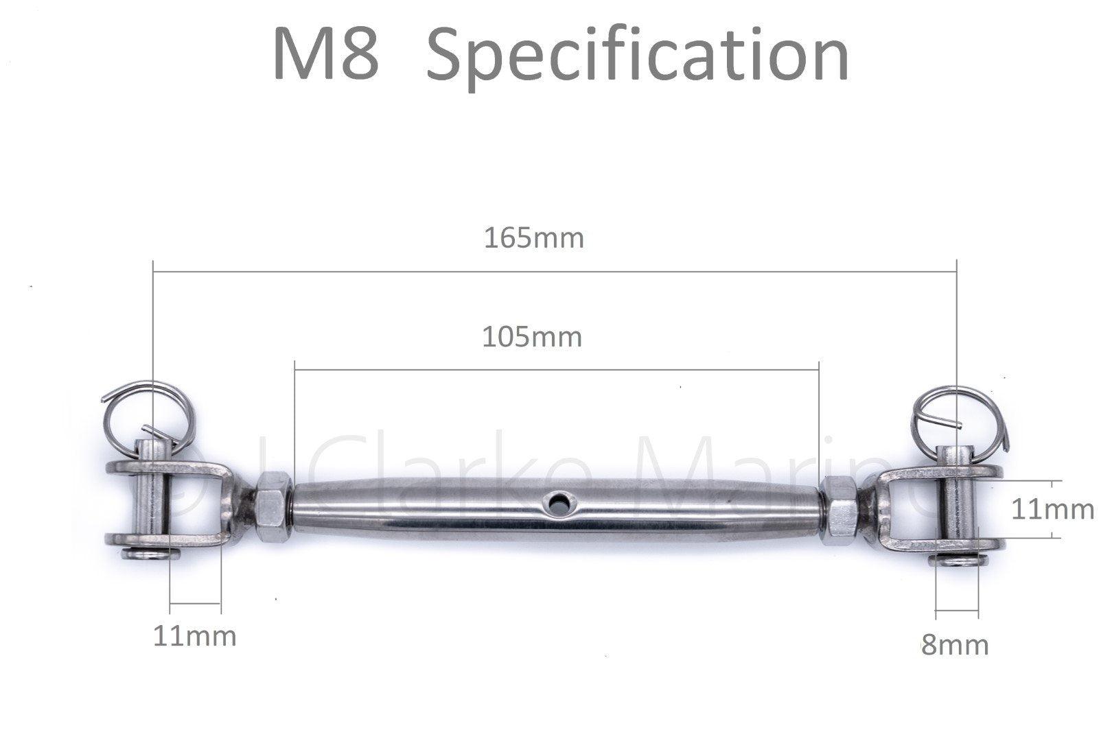 Stainless steel turnbuckle rigging screw jaw to jaw closed body 316 A4 marine grade - 4Boats