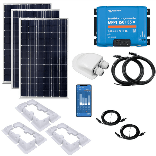 Victron 525W Monocrystalline Solar kit with SmartSolar 150/35 MPPT, Mounts, Cables & MC4s - Solarika.co.uk