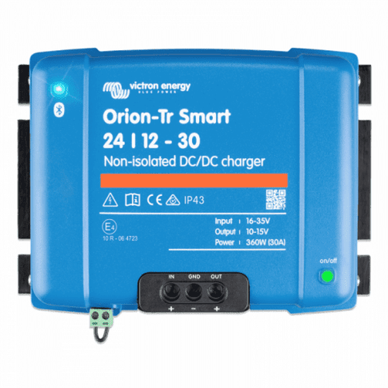 Victron Orion Smart 30a 24v Dc To 12v Dc Automatic Multi-Stage Intelligent Battery-To-Battery Charger For Lead Acid Or Lithium Batteries With Bluetooth Connectivity - 4Boats